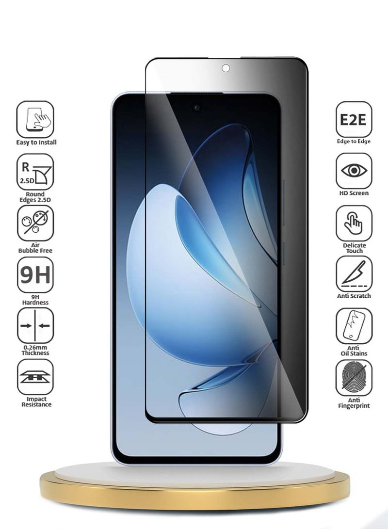 Wtech Oppo Reno13 F 4G/5G 2025 Premium E2E Series Privacy Full Glue Full Cover Tempered Glass Screen Protector (MSGECP) - Clear/Black - Image 2