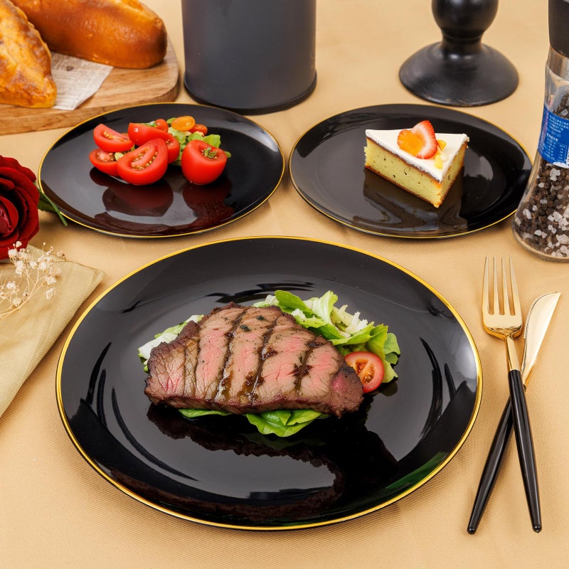Supernal 102pcs Gold Plastic Silverware  Golden Cutlery with Black Handle  Disposable Flatware Collection  Includes 34 Plastic Forks and Spoons and Knives Ideal for Weddings  Parties  and Birthdays - Image 5
