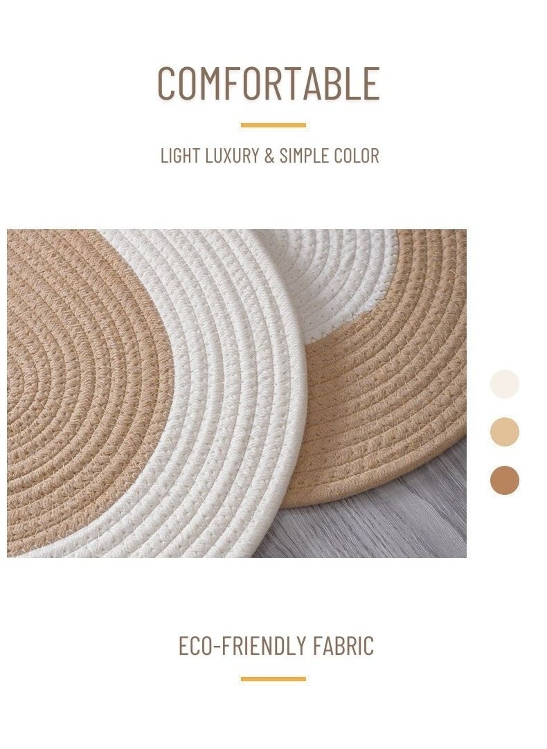 Mei Lifestyle - Hand Woven Jute Tassel Round Living Room Carpet With Anti Slip Bottom (Size 80CM) - Image 1