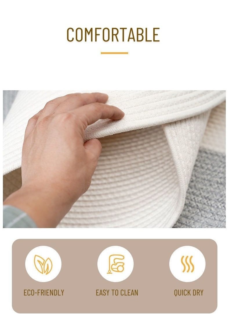 Mei Lifestyle - Hand Woven Jute Tassel Round Living Room Carpet With Anti Slip Bottom (Size 80CM) - Image 1