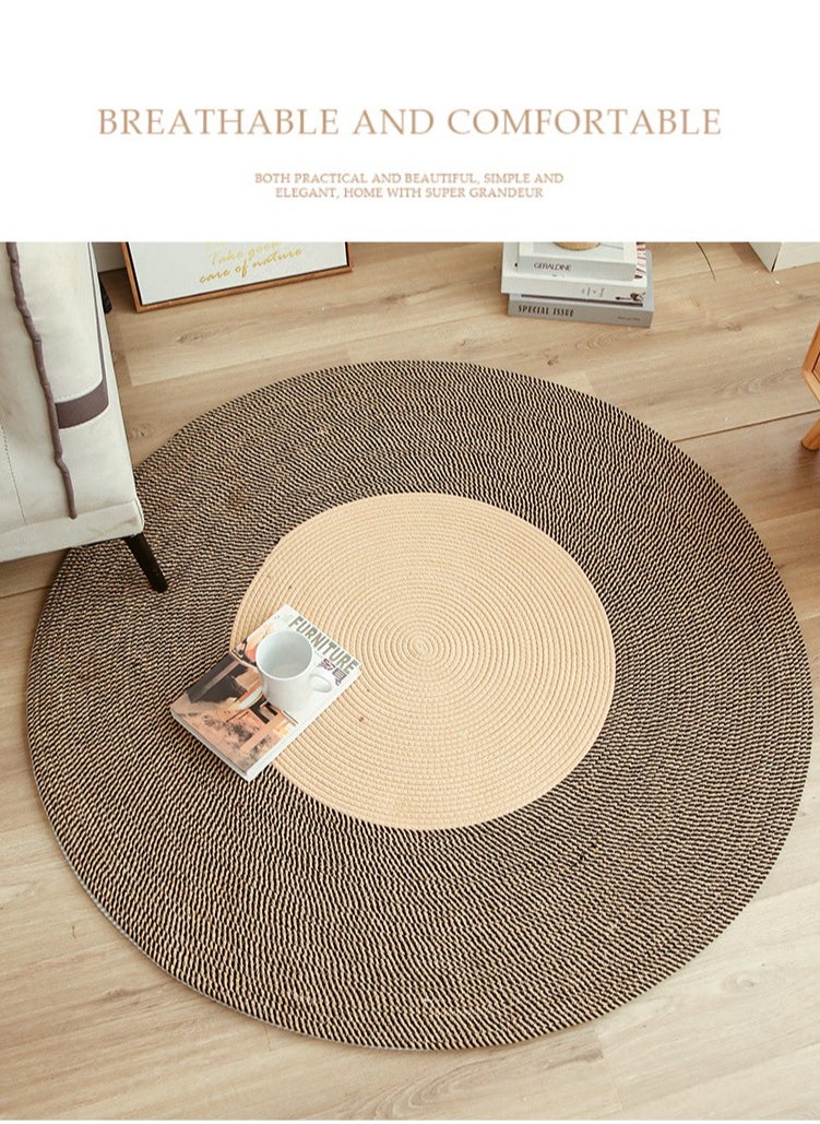 Mei Lifestyle - Hand Woven Jute Tassel Round Living Room Carpet With Anti Slip Bottom (Size 80CM) - Image 1