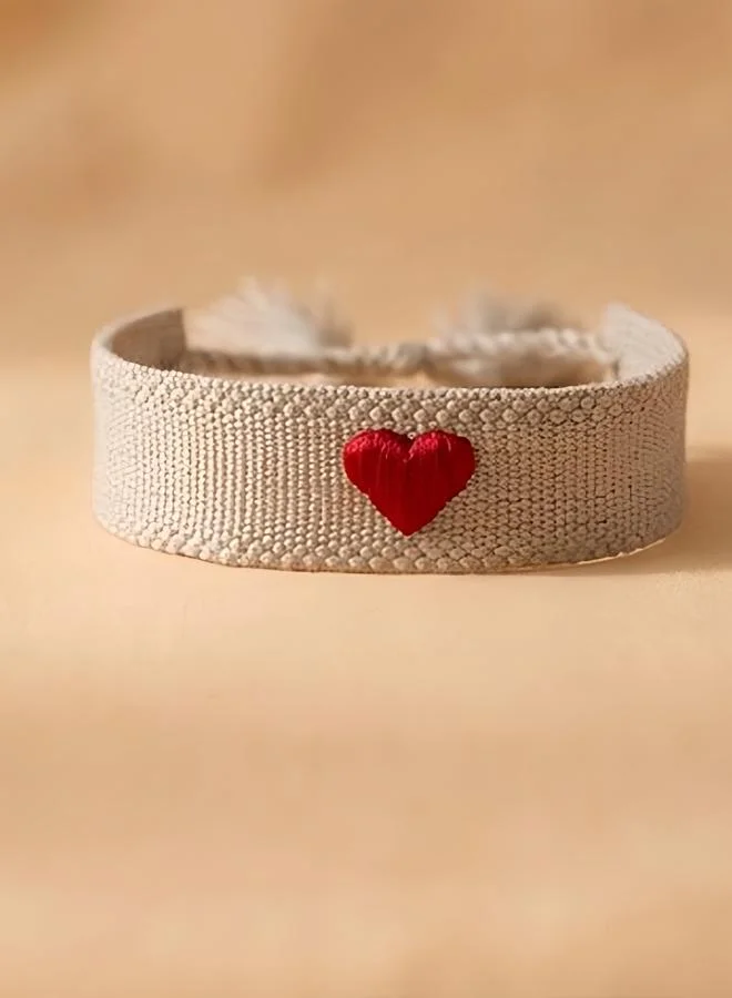 Take Two  Multi-Color Heart Embroidered Woven Bracelet for Women | Best Price UAE
