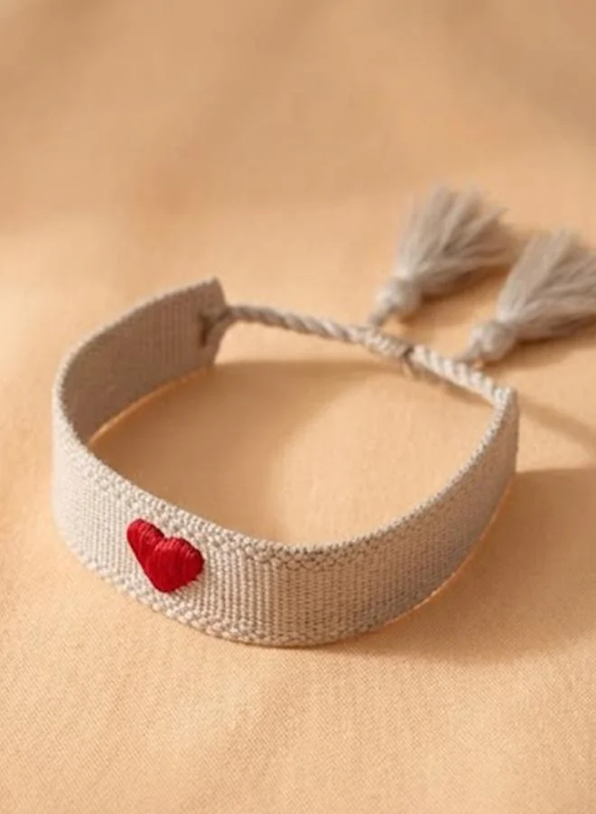 Take Two  Multi-Color Heart Embroidered Woven Bracelet for Women | Best Price UAE