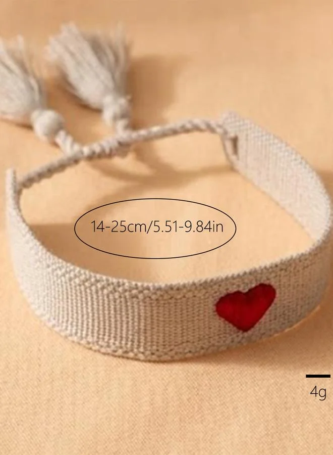 Take Two  Multi-Color Heart Embroidered Woven Bracelet for Women | Best Price UAE
