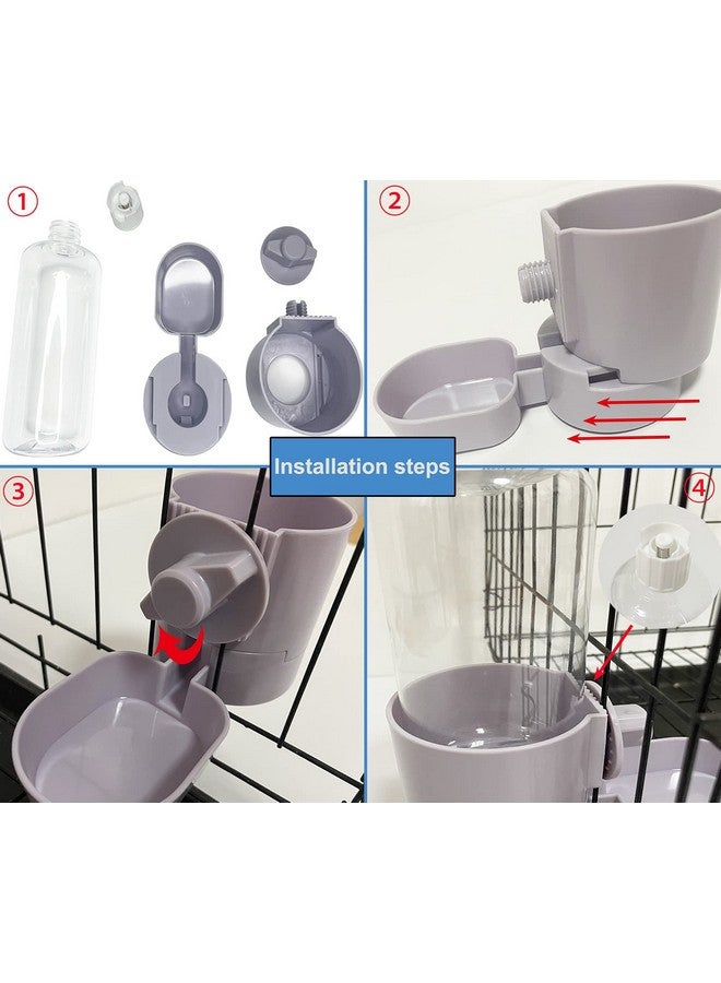 كاثسون زجاجة مياه للأرانب سعة 17 أونصة، نافورة مياه معلقة على شكل أرنب، موزع مياه أوتوماتيكي لخنزير غينيا، وحدة تغذية شرب بدون تسرب للأرانب والشنشيلة والهامستر والقطط والكلاب والحيوانات الصغيرة (رمادي) - Image 5