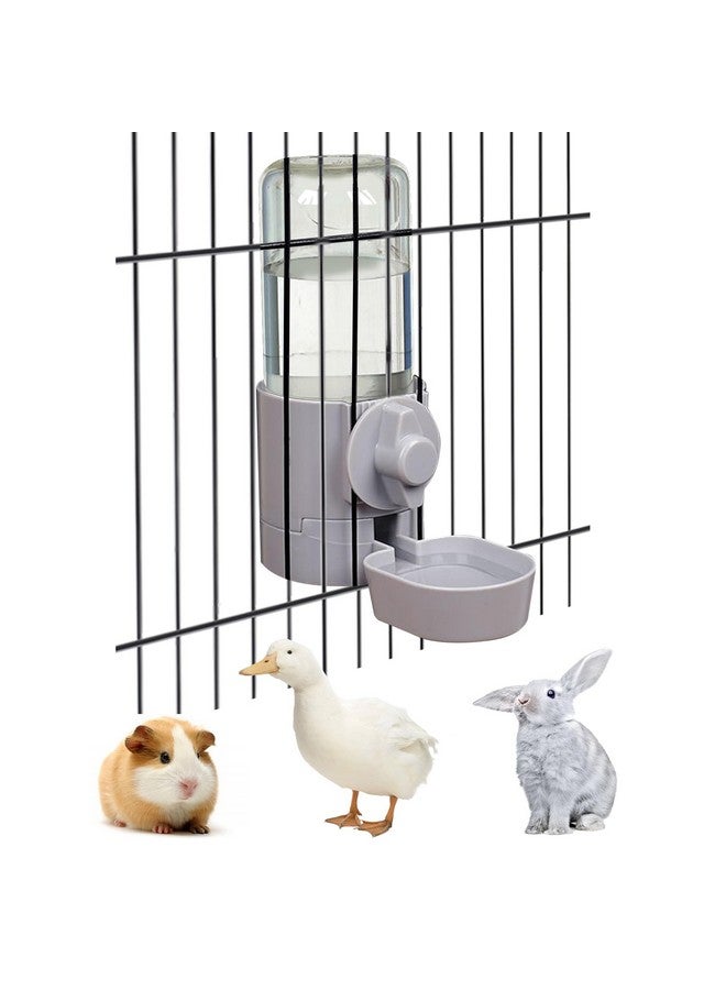 كاثسون زجاجة مياه للأرانب سعة 17 أونصة، نافورة مياه معلقة على شكل أرنب، موزع مياه أوتوماتيكي لخنزير غينيا، وحدة تغذية شرب بدون تسرب للأرانب والشنشيلة والهامستر والقطط والكلاب والحيوانات الصغيرة (رمادي) - Image 1