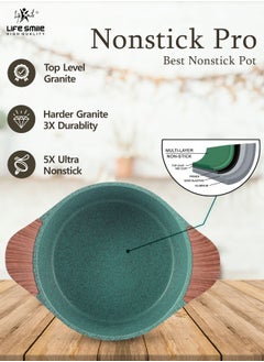 Life Smile 20/24/28/32cm Sizes Induction Casserole Dish Granite Coated Aluminum Soup Pot Cooking Stock Pot With T- Glass Lid - PFOA Free Oven Safe - Multi Layer Non-Stick  Coating - Easy Cleaning  - Image 4