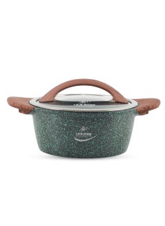 Life Smile 20/24/28/32cm Sizes Induction Casserole Dish Granite Coated Aluminum Soup Pot Cooking Stock Pot With T- Glass Lid - PFOA Free Oven Safe - Multi Layer Non-Stick  Coating - Easy Cleaning  - Image 1