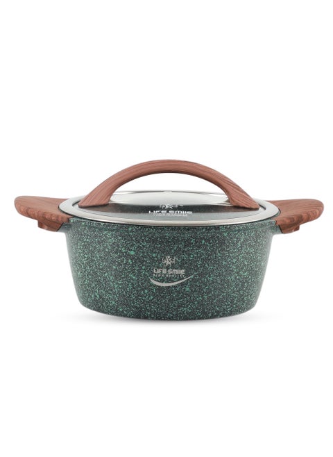 20/24/28/32cm Sizes Induction Casserole Dish Granite Coated Aluminum Soup Pot Cooking Stock Pot With T- Glass Lid - PFOA Free Oven Safe - Multi Layer Non-Stick  Coating - Easy Cleaning