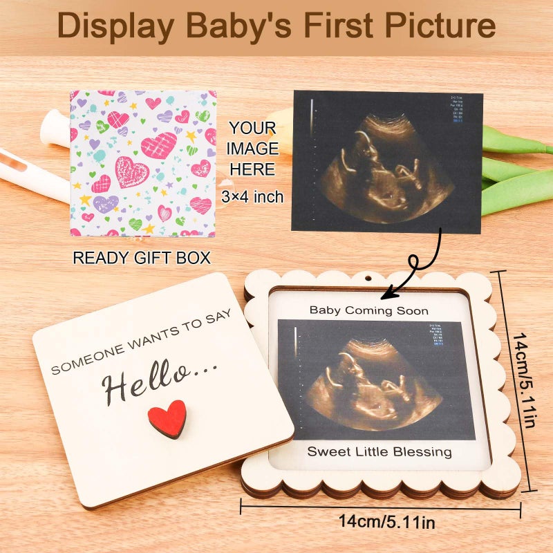 Mlatnod Scalloped Pregnancy Announcement Box for Grandparents with Sign - Baby Coming Soon Gift, Holds 3x4 Ultrasound Photo, Surprise Reveal Keepsake for Parents - Image 4