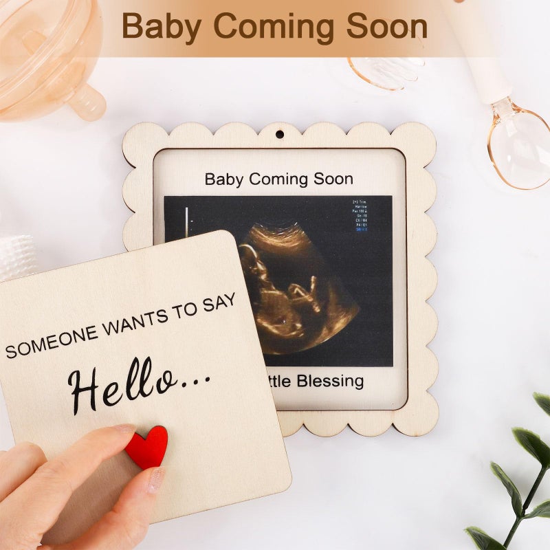 Mlatnod Scalloped Pregnancy Announcement Box for Grandparents with Sign - Baby Coming Soon Gift, Holds 3x4 Ultrasound Photo, Surprise Reveal Keepsake for Parents - Image 2