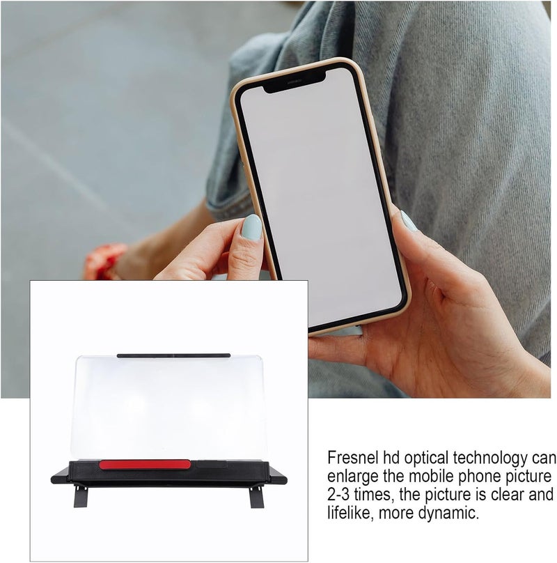 ABOOFAN 12-inch Phone Screen Magnifier HD Enlarger with Eye Protection, Multifunctional Pull-Out Mobile Screen Amplifier Stand for Movies and Videos, Black - Image 3