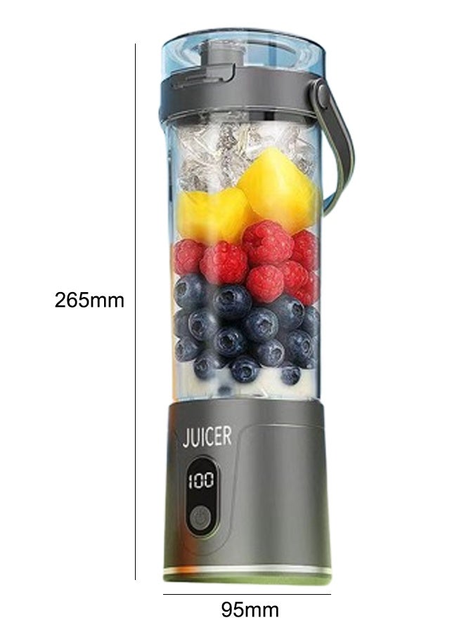 عصارة كهربائية محمولة، خلاط صغير سعة 600 مل، للخلط، صغير الحجم، مريح ومتعدد الاستخدامات للعصائر، المخفوقات، العصائر المخفوقة، مشروبات البروتين، مناسب للصالة الرياضية، المكتب، السفر، والاستخدام الخارجي,خلاط,عصارة فواكه كهربائية,خلاط عصير (رمادي) - Image 2