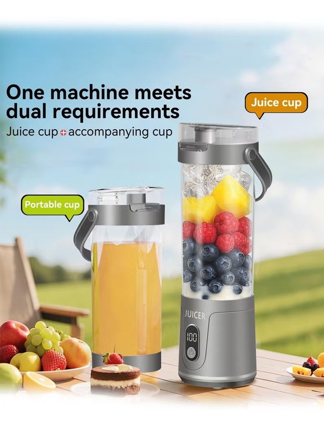 عصارة كهربائية محمولة، خلاط صغير سعة 600 مل، للخلط، صغير الحجم، مريح ومتعدد الاستخدامات للعصائر، المخفوقات، العصائر المخفوقة، مشروبات البروتين، مناسب للصالة الرياضية، المكتب، السفر، والاستخدام الخارجي,خلاط,عصارة فواكه كهربائية,خلاط عصير (رمادي) - Image 5