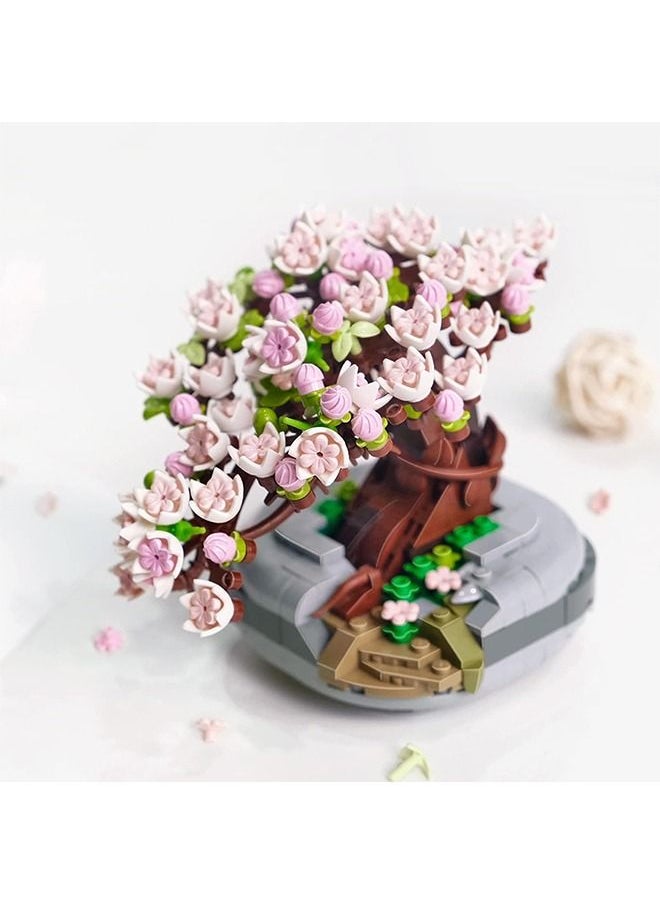 426 Pcs Mini Bricks Sakura Bonsai Model, Creative DIY Simulation Mini Particle Flower Botanical Collection Construction Building Toy  - Image 5