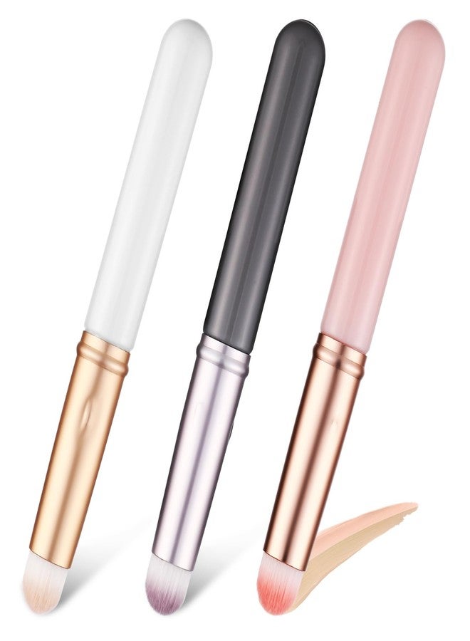 Baluue 3pcs Lip Blending Brush, Short Handle with Cap, Soft Synthetic Fiber, Multicolor Makeup Applicator for Lips and Face, Portable Makeup Tools - Image 1