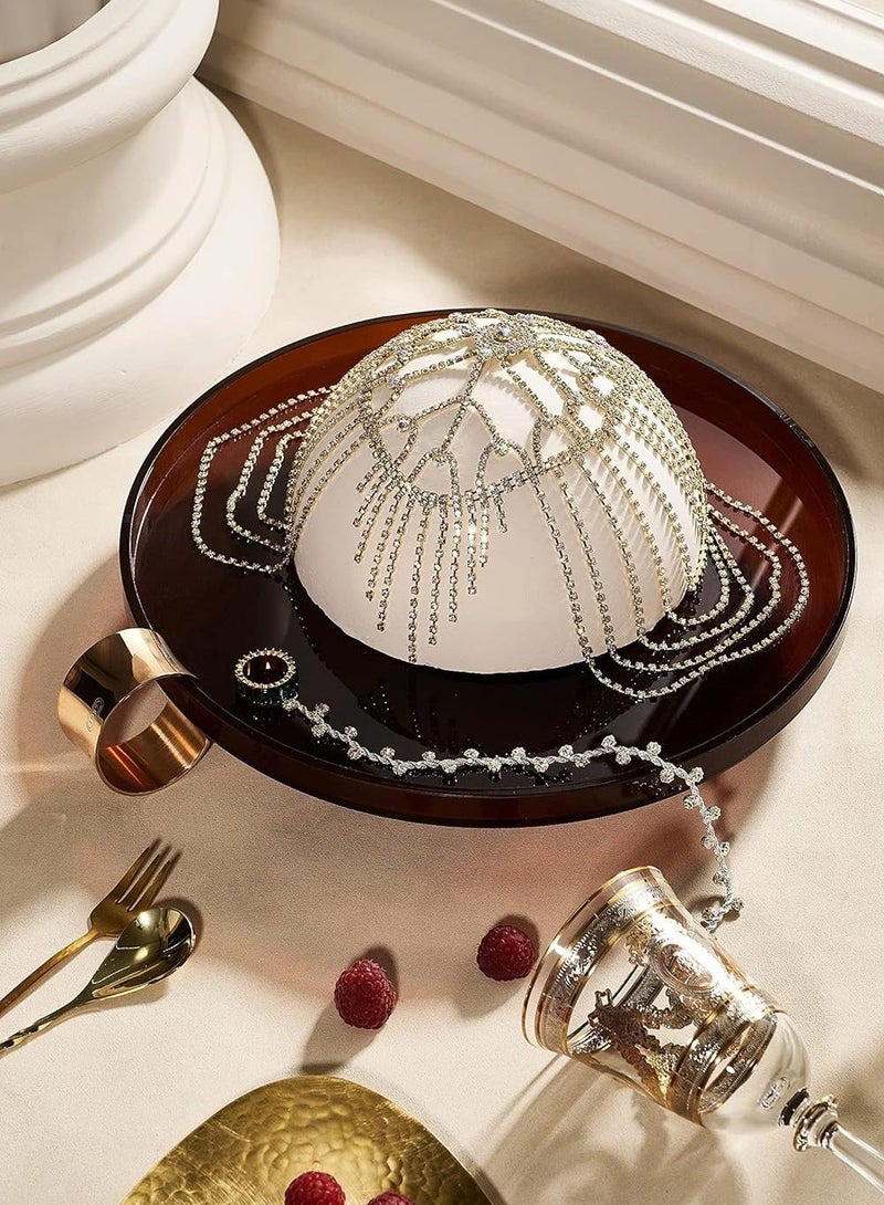 Gatsby Headpiece for Women, Vintage Style Roaring 20s Crystal Rhinestone Flapper Cap Head Jewelry Chains (Gold) - Image 5