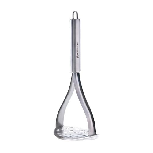 Wonderchef Ambrosia Potato Masher|Food-Grade Stainless-Steel | Comfortable Handle | Multi-Purpose Kitchen Tool – for Potato & Vegetable Mashing, Pav Bhaji, Baby Food | Easy to Clean | 1-Year Warranty - Image 1