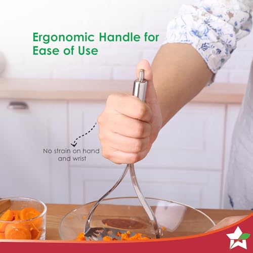 Wonderchef Ambrosia Potato Masher|Food-Grade Stainless-Steel | Comfortable Handle | Multi-Purpose Kitchen Tool – for Potato & Vegetable Mashing, Pav Bhaji, Baby Food | Easy to Clean | 1-Year Warranty - Image 4