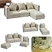 iLAND Dollhouse Furniture Miniature Sectional Couch Set Fit 112 Scale Accessories for Doll House Dcor and 3 to 6 inches Doll Figure Modern White Velvet Sofa Elegant  Classic - Image 2