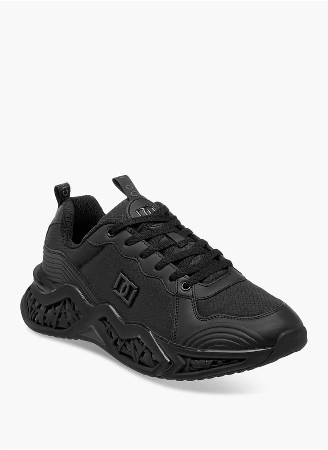 DUCHINI Men's Monotone Sneakers with Lace-Up Closure