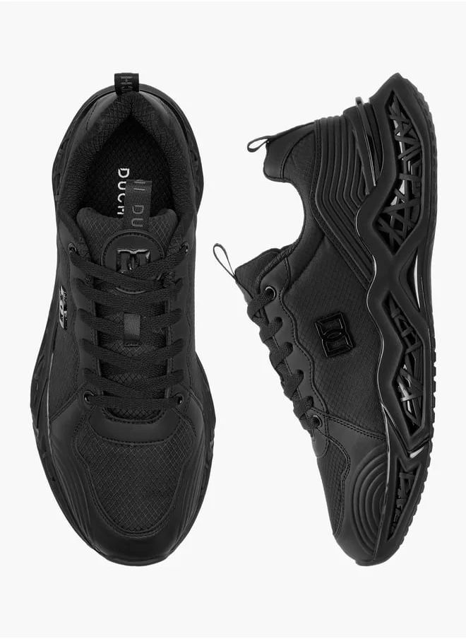 DUCHINI Men's Monotone Sneakers with Lace-Up Closure