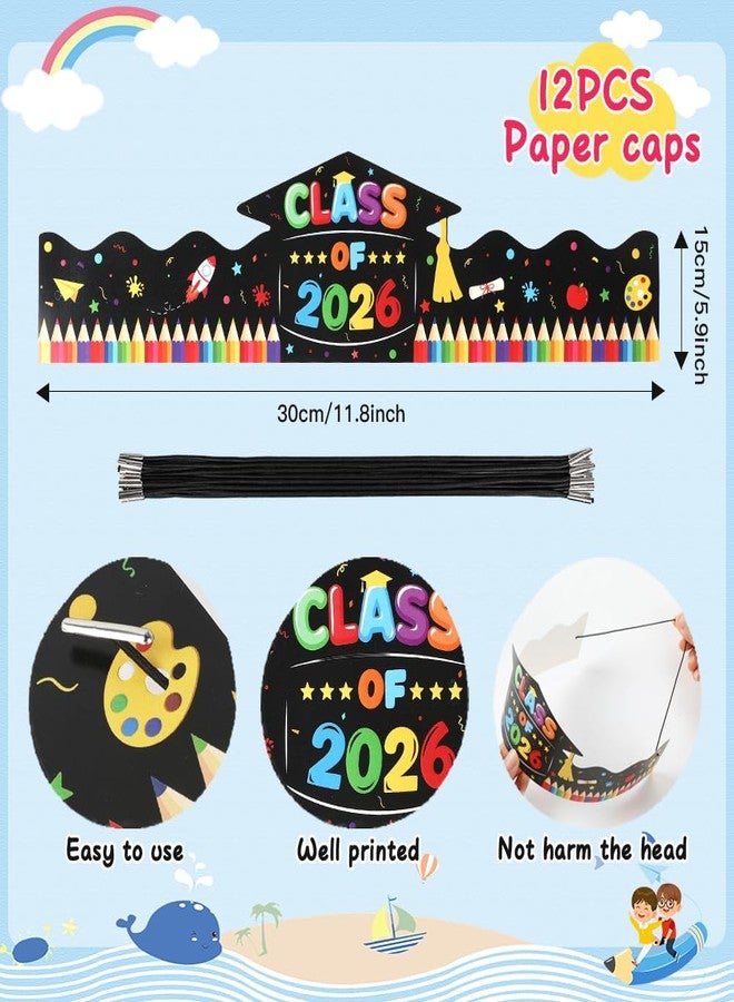 Ynaquest Preschool Paper Graduation Crown for Kids, 12 PCS Adjustable Paper Hats Graduation Congrats Hats for Class of 2026 Kindergarten Student Grad Ceremony Party Supplies - Image 3
