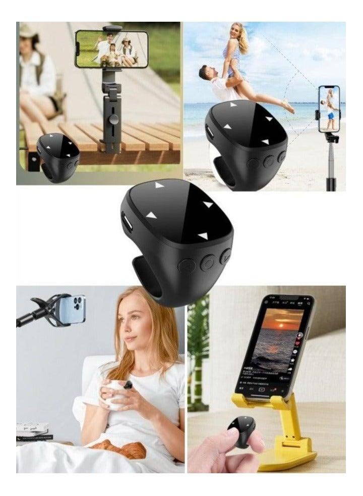 bbdd Bluetooth Scroll Ring Remote Control, Touch Screen Wireless Page Turner and Multimedia Controller for Various Devices with App Support and Long Battery Life (Black) - Image 1