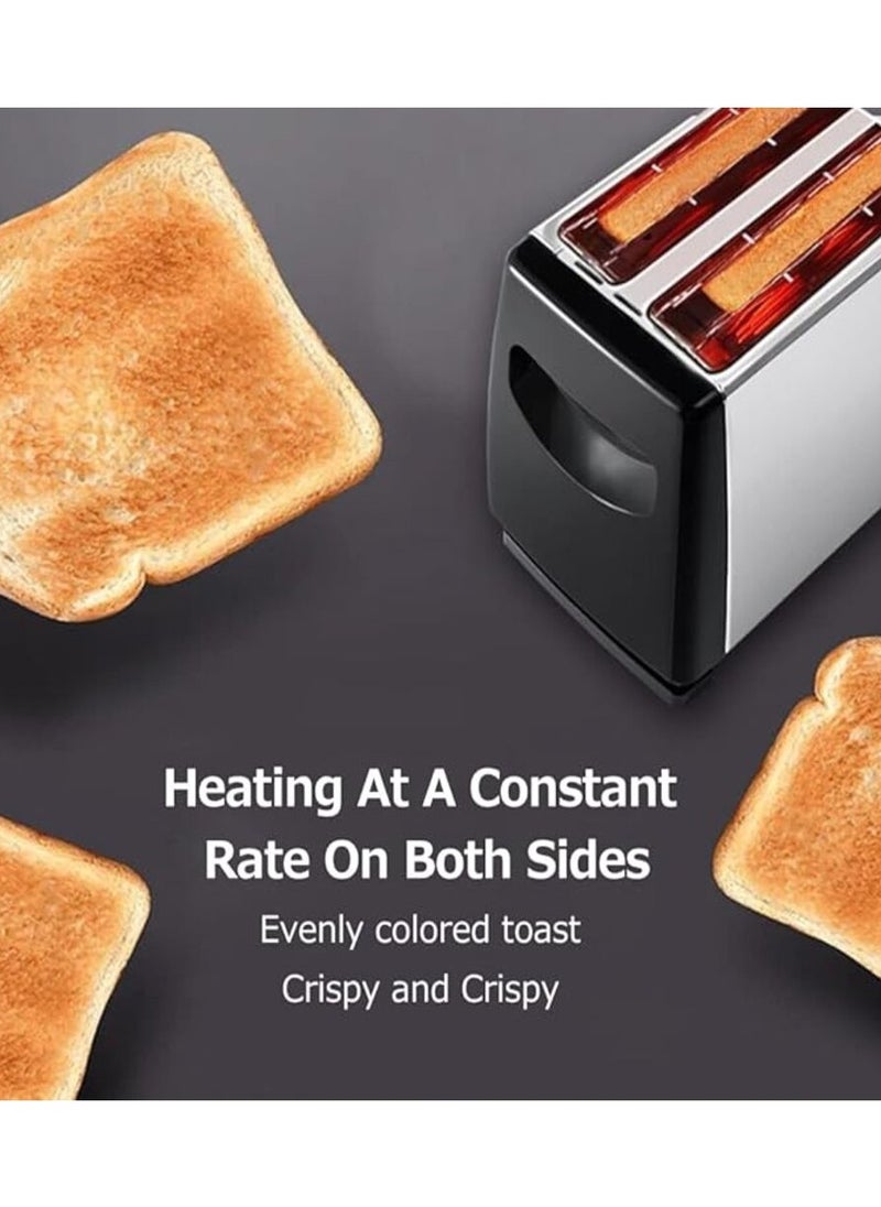 Generic 4 Slice Toaster with Adjustable Browning Control knob, Stop Function & Removable Crumb Tray Breakfast Maker Stainless Steel Bread Toaster (SC-BRD02)  - Image 2