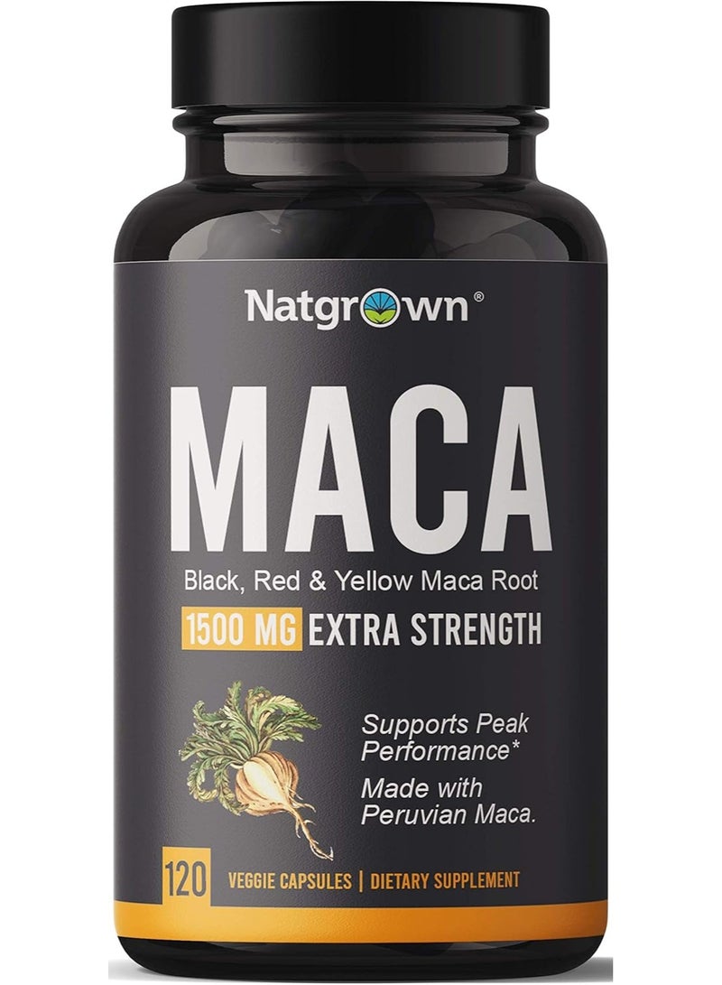 Natgrown Organic Maca Root Powder Capsules 1500 mg 120 Capsules 60 servings - Image 1