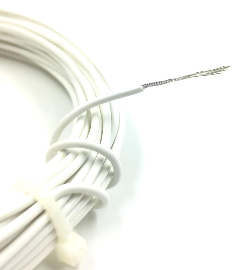 INVENTO 3mtr 20 AWG 05 sqmm 15A Tinned Copper PVC Wire Flexible White Cable 17mm Dia High Temperature for DIY - Image 2