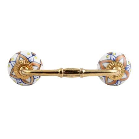Indian-Shelf IndianShelf 1 Pack Brown Unique Drawer Handles Decorative Cabinet Pulls Gold Hardware 6 Hole to Hole BH81CK53 