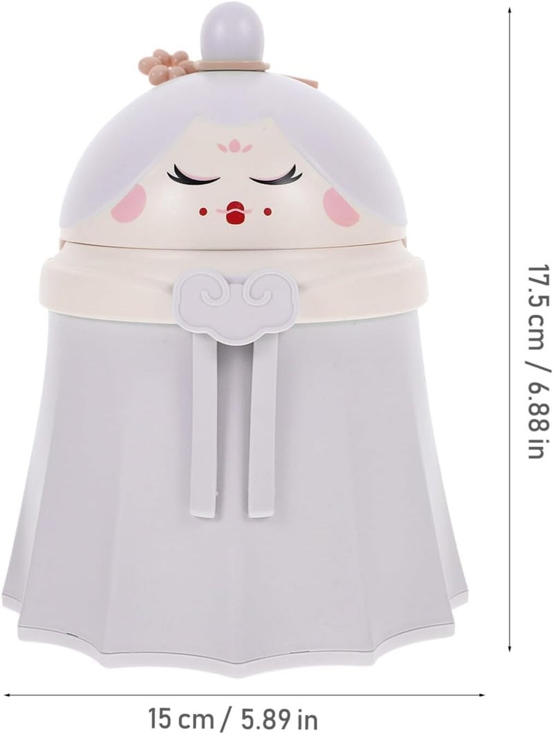 Jukkre Jukkre Storage Bucket Princess Garbage can with lid Girl Heart Table top Trash can Household Garbage can Decorate Convenient Wastebasket Wastebasket Desktop  - Image 3