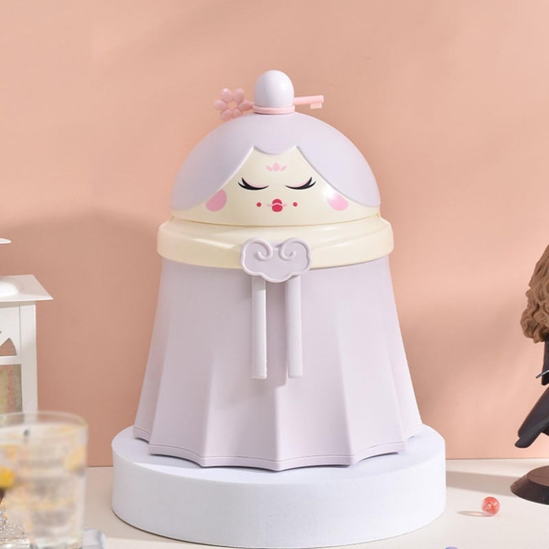 Jukkre Jukkre Storage Bucket Princess Garbage can with lid Girl Heart Table top Trash can Household Garbage can Decorate Convenient Wastebasket Wastebasket Desktop  - Image 1