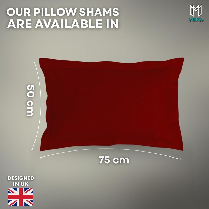 MUSA MUSA® Striped Cotton Pillow Covers – Soft, Breathable & Hotel-Inspired Pillow Covers with Envelope Closure | Elegant 5cm Oxford Frame Design for Bedroom & Home Décor (4, Burgundy, 50 x 75cm) - Image 2
