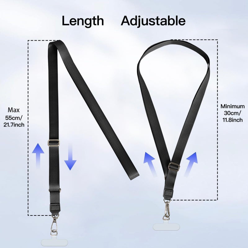 MOLOPPO Phone Lanyard - 1 to 4 Pack with 21.65 inch Adjustable Neck Strap Phone Strap, 1 Clear Phone Clip Phone Thether Tab, Anti-Theft Crossbody Lanyard for Smartphones, Black - Image 2
