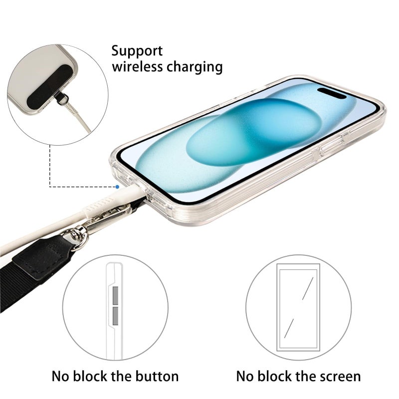 MOLOPPO Phone Lanyard - 1 to 4 Pack with 21.65 inch Adjustable Neck Strap Phone Strap, 1 Clear Phone Clip Phone Thether Tab, Anti-Theft Crossbody Lanyard for Smartphones, Black - Image 4