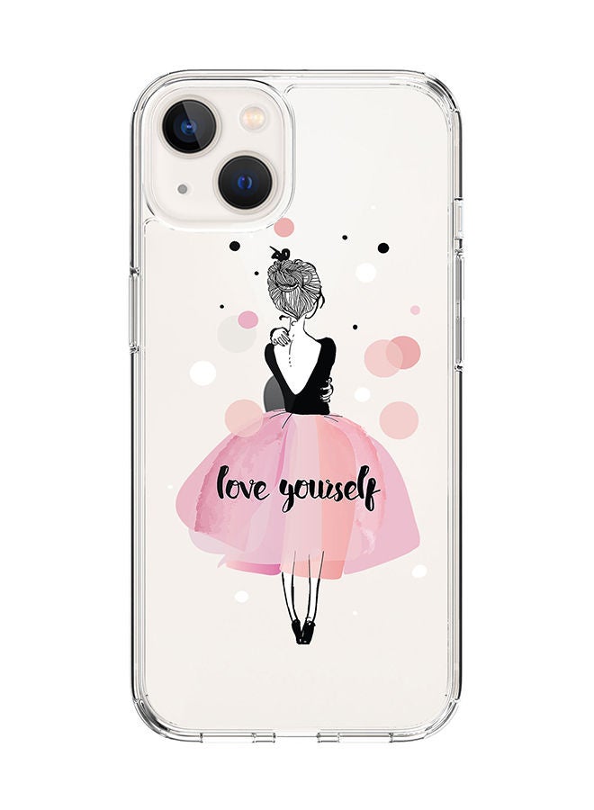 Stylizedd Classic Clear Case for Apple iPhone 14 Hybrid Soft Case Flexible Edges Anti Drop TPU PC Gel Thin Transparent Cover [ Designed for Apple iPhone 14 ] - Love Yourself - Image 1