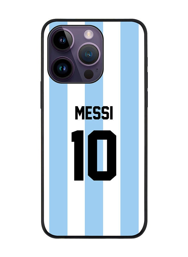 Stylizedd جراب أسود متين لهاتف Apple iPhone 14 Pro، جراب نحيف ناعم بحواف مطاطية مرنة ومضاد للسقوط من مادة TPU جل رفيعة - الأرجنتين - ميسي - Image 1