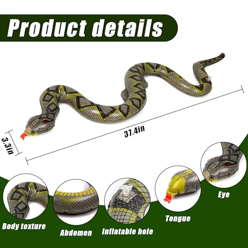iShyan Inflatable Snake3 Pack Fake Snakes 374 inch Large Inflatable Snakes for Garden Pool Halloween Decoration - Image 5