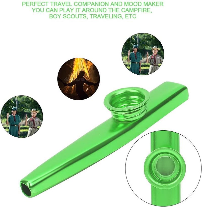 RAJry Green Aluminium Alloy Kazoo with Diaphragm Membrane Mouth Flute Musical Instruments - Image 3
