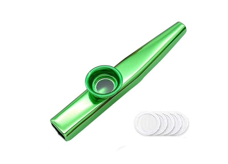 RAJry Green Aluminium Alloy Kazoo with Diaphragm Membrane Mouth Flute Musical Instruments - Image 1