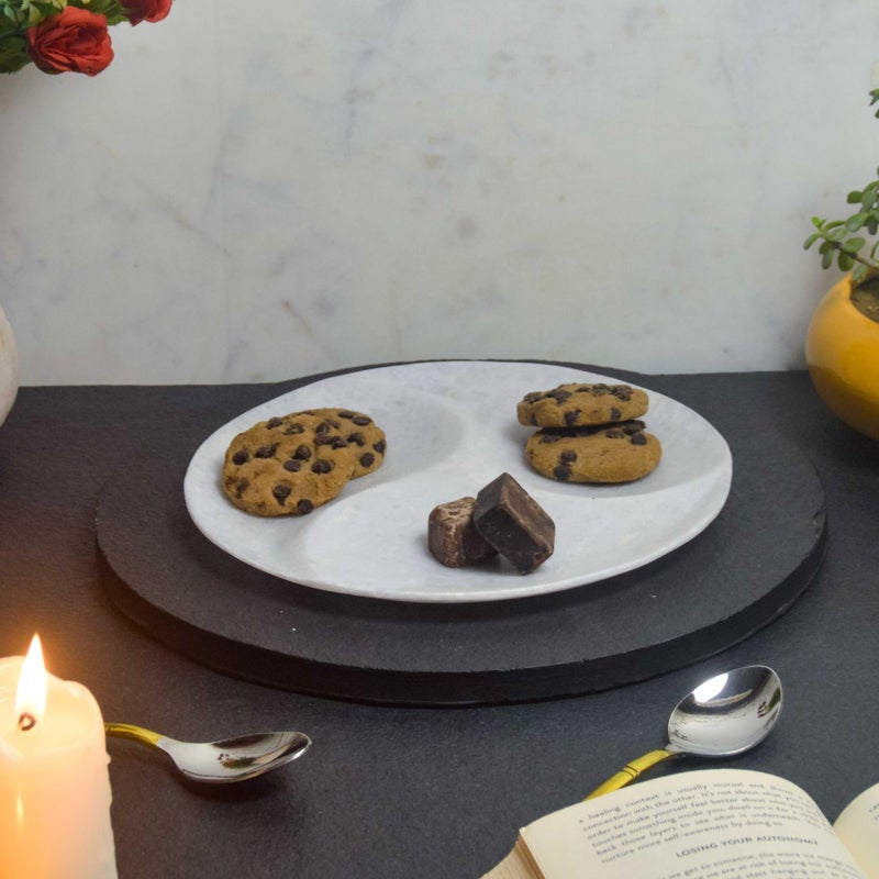 MARBIQUE Premium White Marble Tray Platter Serving Board 22×22 cm - Image 1