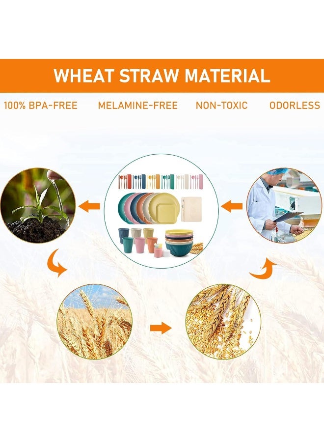 KisSealed 48 Pieces Wheat Straw Dinnerware Sets for 6 - Image 3