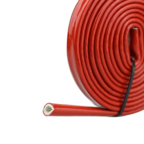 KRD PERFORMANCE 1/2 ID Red Silicone Coated Fiberglass Heat Shielded Sleeve Fire Thermo Armor for Hose Lines & Electrical Wiring, 10 Feet - Image 2