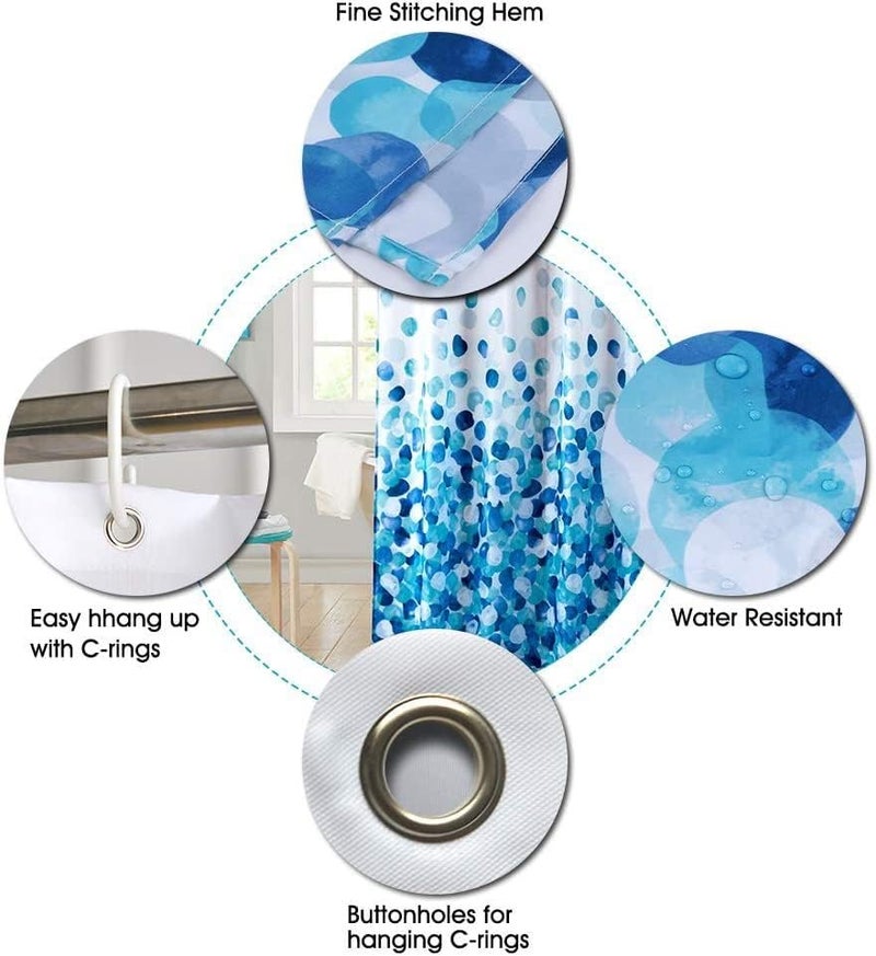 DEARART Bath Wave Blue Shower Curtain Liner Quick Dry, 180''L × 150''W cm Cloth Shower Curtain with Grommet & Hooks, 100% Water Resistant Waterproof Washable Easy Care - Image 5