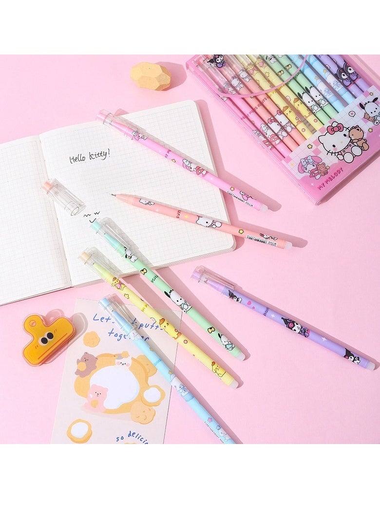 Sanrio - 12 PCS Cartoon Sanrio Hello Kitty Ballpoint Pens, Anime Gel Ink Pen Black 0.5mm Melody Gifts - Kawaii Office School Supplies Set for Kid Teen Girls Students - Image 1
