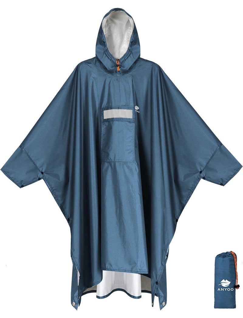 ANYOO Hooded Rain Poncho for Adults with Pocket, Waterproof Lightweight Rain Coats for Men Women Reusable Rain Jacket for Emergency Camping Outdoor Activities - Image 1