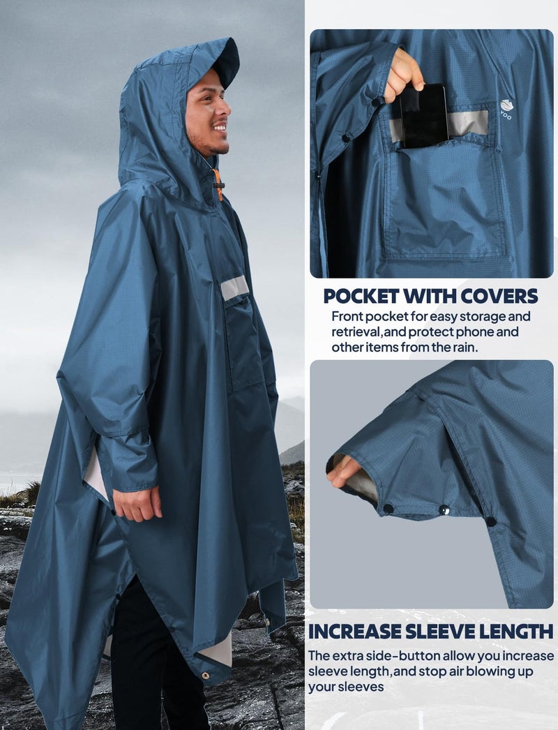ANYOO Hooded Rain Poncho for Adults with Pocket, Waterproof Lightweight Rain Coats for Men Women Reusable Rain Jacket for Emergency Camping Outdoor Activities - Image 5