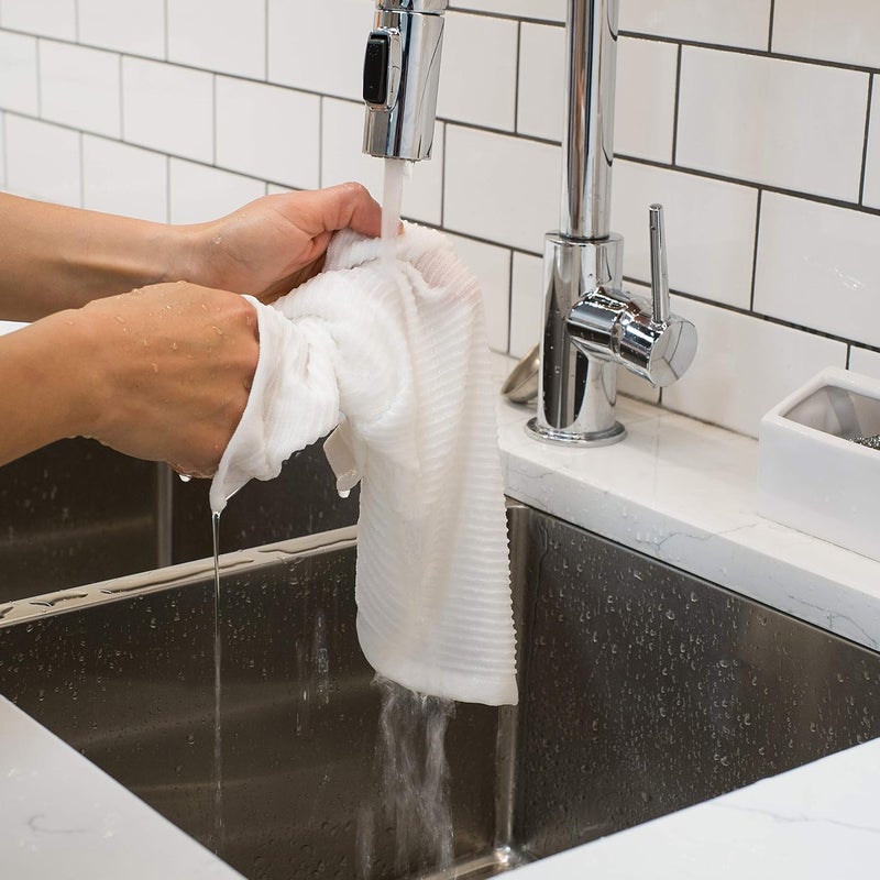 Now Designs Ripple Kitchen Dishcloth, Set of 4, White - Image 4